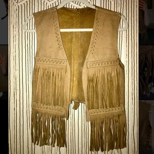 Vintage Fringe Leather Vest / Costume